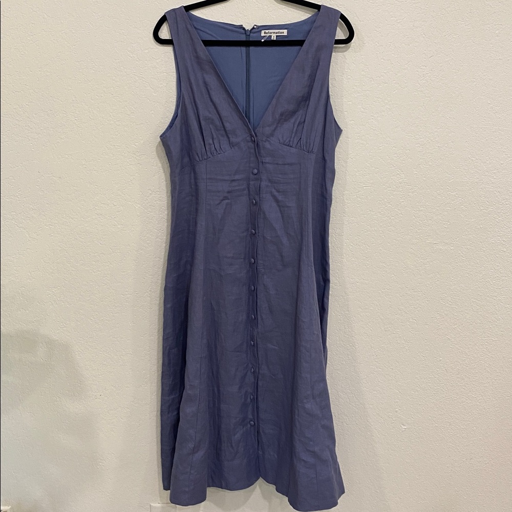 Reformation Sebastien Linen Midi-Dress View 4